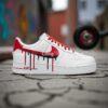 Red & Black Drip Air Force 1s, Hand-Painted Custom Sneakers - Image 5