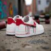 Red & Black Drip Air Force 1s, Hand-Painted Custom Sneakers - Image 7
