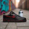 Custom Red Splatter Air Force 1s: Hand-Painted Black & White AF1 Shoes - Image 7