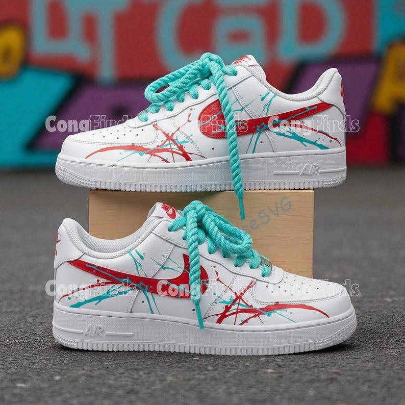 Custom Splatter Air Force 1s: Hand-Painted Abstract Artistic Sneakers