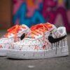 Custom Hand-Painted Drip Air Force 1 Sneakers: Red & Black Streetwear - Image 2