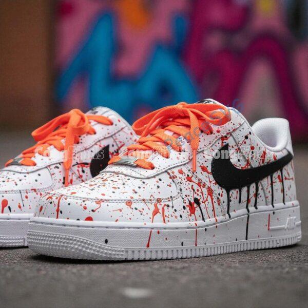 Alternative view of Custom Hand-Painted Drip Air Force 1 Sneakers: Red & Black Streetwear
