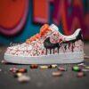 Custom Hand-Painted Drip Air Force 1 Sneakers: Red & Black Streetwear - Image 3