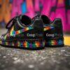Colorful Rainbow Splatter Black Air Force 1, Hand-Painted Artistic Shoes, Unique Tie-Dye Sneakers - Image 3