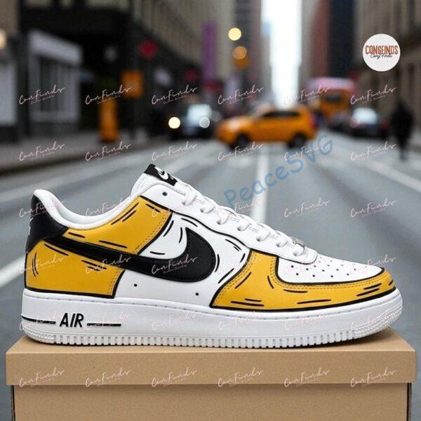 Alternative view of Hand-Painted Air Force 1 Sneakers: Custom Yellow Black Comic AF1 Shoes