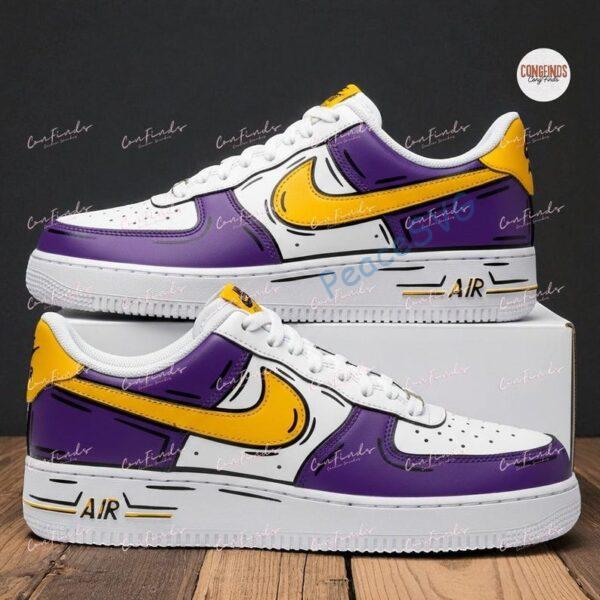 Alternative view of Hand-Painted Purple Yellow Air Force 1: Custom Comic Cartoon Shoes