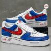 Hand-Painted Air Force 1 Sneakers: Custom Red & Blue Gameday Shoes - Image 2