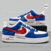 Hand-Painted Air Force 1 Sneakers: Custom Red & Blue Gameday Shoes - Image 3
