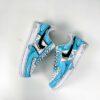 Custom Air Force 1: Hand-Painted Blue Cartoon Drip Sneakers - Image 4