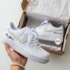 Custom Pearl Wedding Sneakers: Bride & Groom Air Force 1s