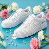 Custom Pearl Wedding Sneakers: Bride & Groom Air Force 1s - Image 6