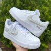 Personalized Wedding Air Force 1s: Hand-Embellished Pearl & Rhinestone Sneakers - Image 4
