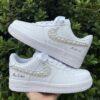 Personalized Wedding Air Force 1s: Hand-Embellished Pearl & Rhinestone Sneakers - Image 2