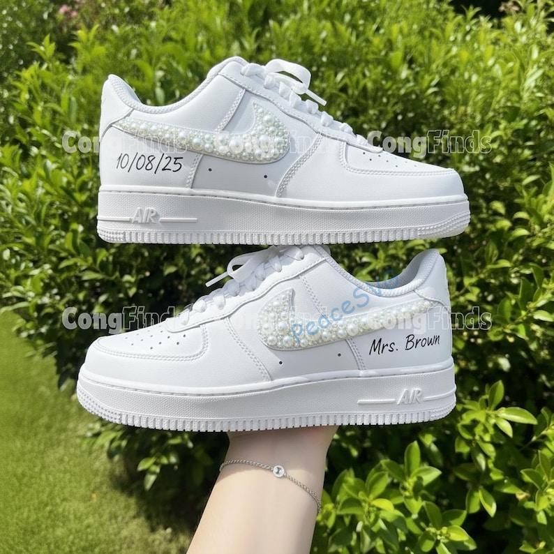 Personalized Pearl Wedding Sneakers