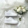 Personalized Pearl Wedding Sneakers, Hand-Embellished Bridal Air Force 1s, Custom Name & Date Gift - Image 4