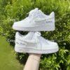Personalized Pearl Wedding Sneakers, Hand-Embellished Bridal Air Force 1s, Custom Name & Date Gift - Image 2