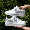 Custom Rhinestone AF1 Sneakers, Hand-Embellished Wedding Shoes