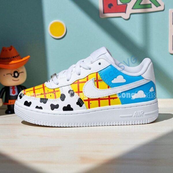 Alternative view of Custom Air Force 1 Toy Story Shoes, Kids Hand-Drawn Cartoon Sneakers