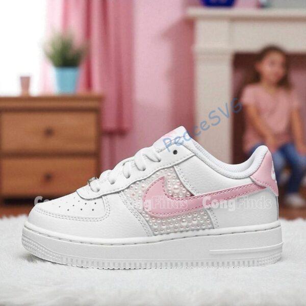 Alternative view of Custom Pearl Air Force 1 Sneakers: Hand-Embellished Toddler Shoes