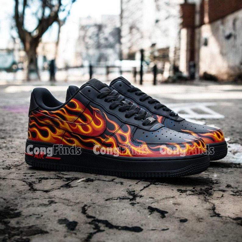 Custom Flame Air Force 1 Sneakers