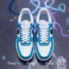 Custom Blue Splatter Paint AF1 Sneakers, Hand Painted Navy Swoosh, Personalized Gift - Image 3