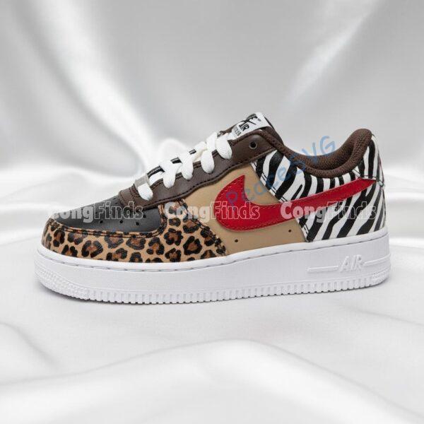 Custom Leopard & Zebra Air Force 1s: Hand-Painted Animal Print Sneakers