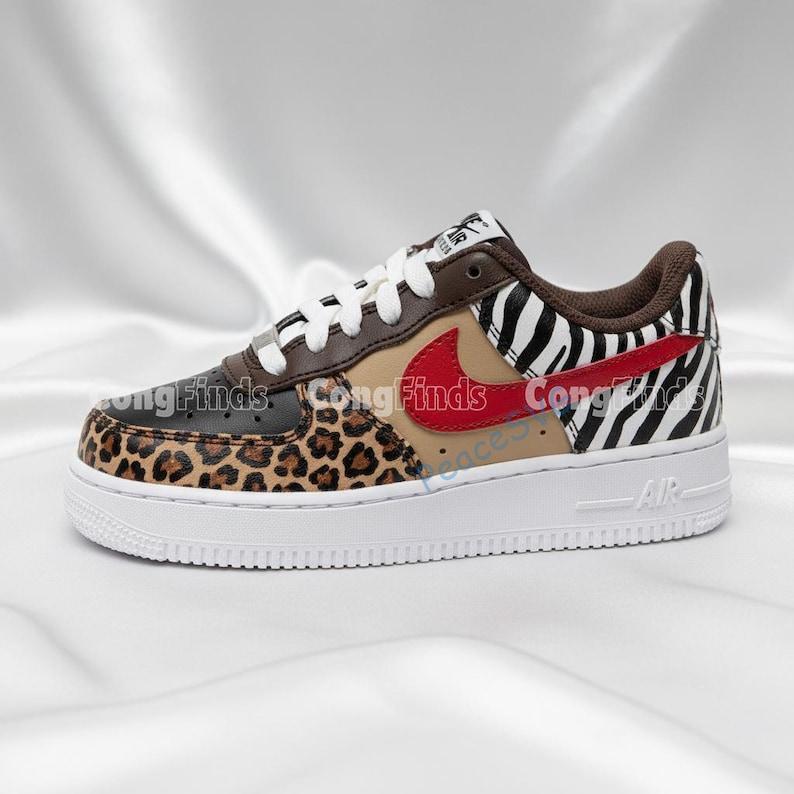 Custom Leopard & Zebra Air Force 1s: Hand-Painted Animal Print Sneakers