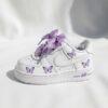 Hand-Painted Purple Butterfly Air Force 1s, Custom Toddler Sneakers - Image 2