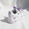 Hand-Painted Purple Butterfly Air Force 1s, Custom Toddler Sneakers - Image 3