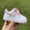 Rhinestone Air Force 1s: Custom Bling Sneakers with Pink Bow