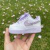 Custom Rhinestone Purple Air Force 1s: Hand-Embellished Bling AF1 Sneakers - Image 3