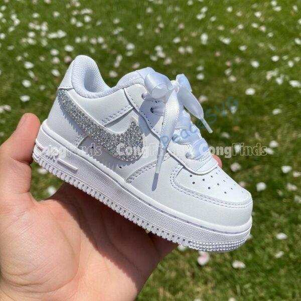 Alternative view of Custom Bling Rhinestone Air Force 1s: Hand-Embellished Baby Sneakers