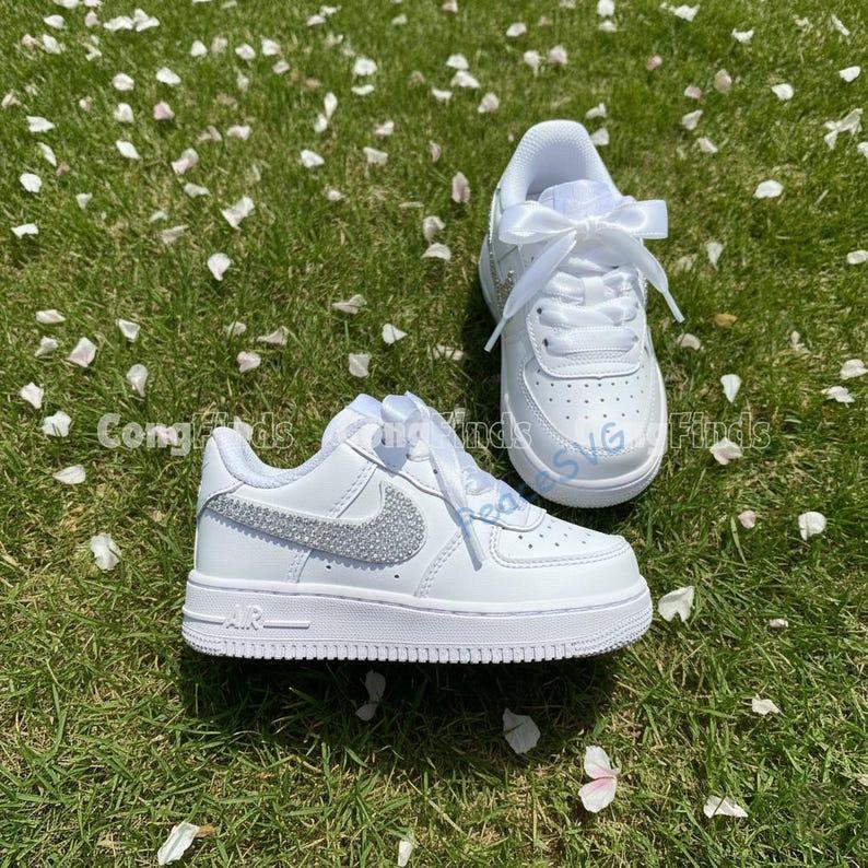 Custom Bling Rhinestone Air Force 1s: Hand-Embellished Baby Sneakers