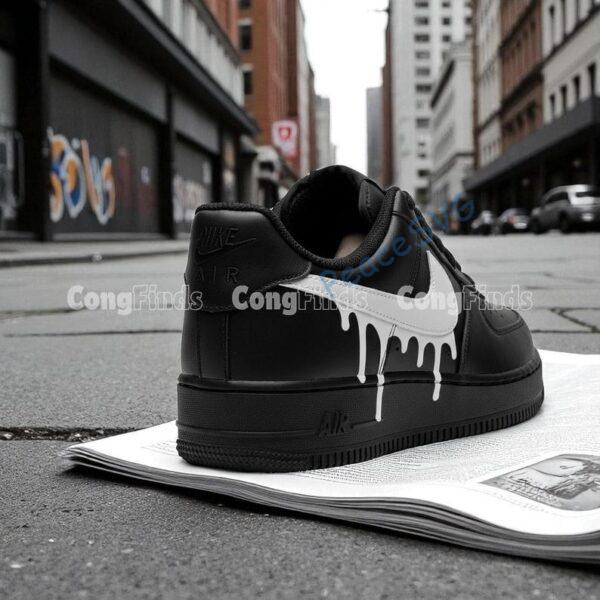 Alternative view of Custom Drip Black Air Force 1, Hand-Painted AF1 Sneakers