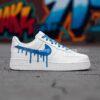 Hand-Painted Blue Drip Air Force 1s: Custom Streetwear Sneakers - Image 3