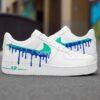 Custom Blue Green Drip Air Force 1s: Hand-Painted Sneakers