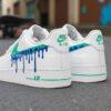 Custom Blue Green Drip Air Force 1s: Hand-Painted Sneakers - Image 3