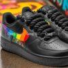 Hand-Painted Rainbow Drip Black Air Force 1, Custom Drip AF1 Sneakers - Image 4