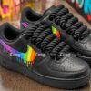 Hand-Painted Rainbow Drip Black Air Force 1, Custom Drip AF1 Sneakers - Image 5