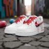 Red & Black Drip Air Force 1s, Hand-Painted Custom Sneakers - Image 2