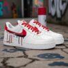 Red & Black Drip Air Force 1s, Hand-Painted Custom Sneakers