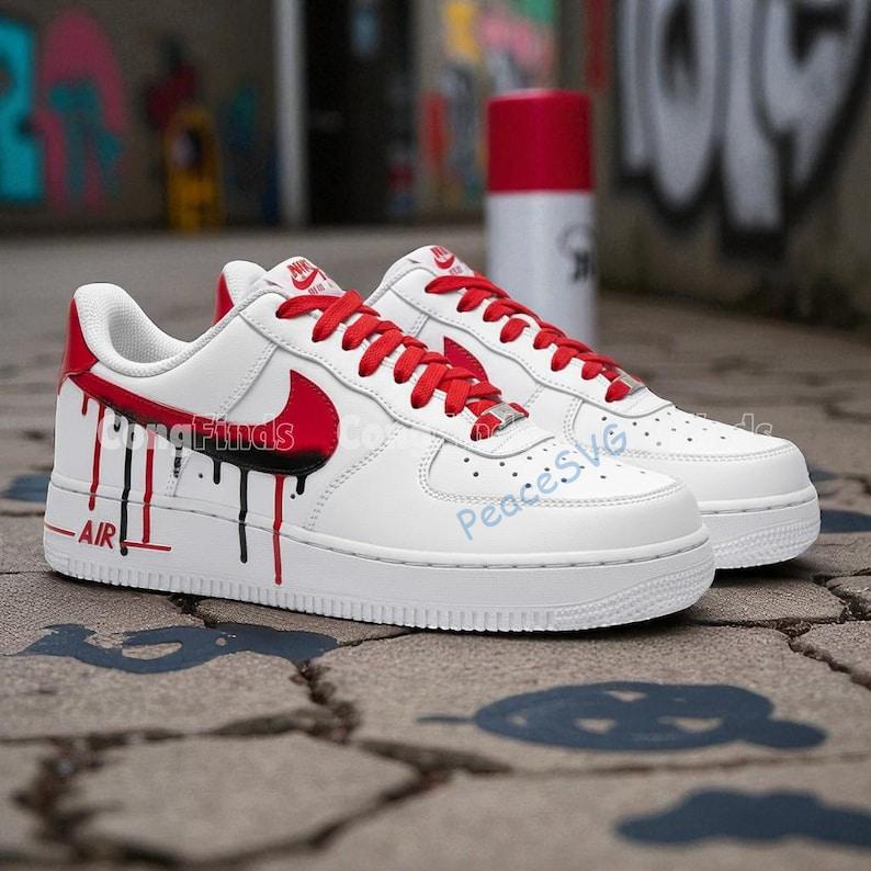 Red & Black Drip Air Force 1s