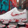 Custom Red Splatter Air Force 1s: Hand-Painted Black & White AF1 Shoes - Image 3