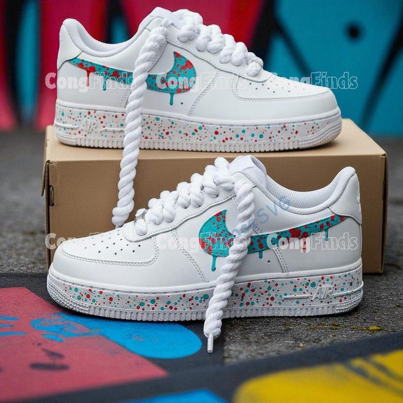 Custom Drip Splatter Air Force 1s: Hand-Painted Graffiti Sneakers