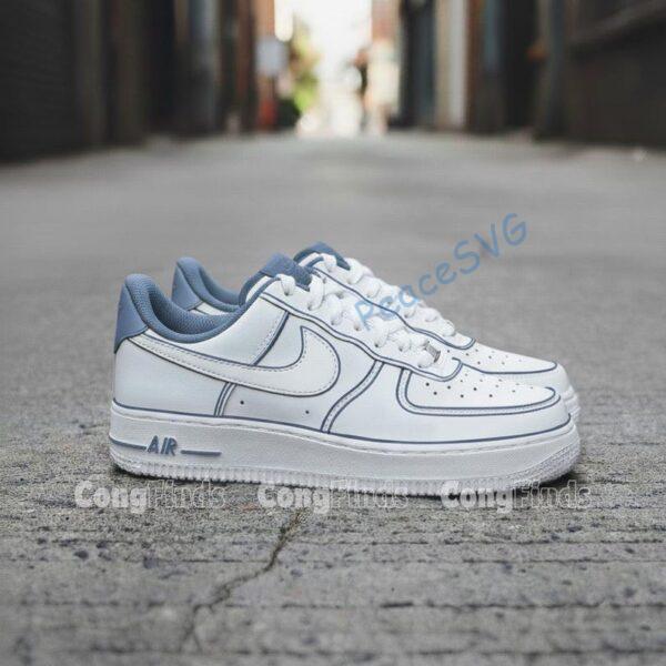 Alternative view of Lavender Edge Custom AF1, Hand Painted Pastel Sneakers, Minimal Purple Outline Shoes for Her