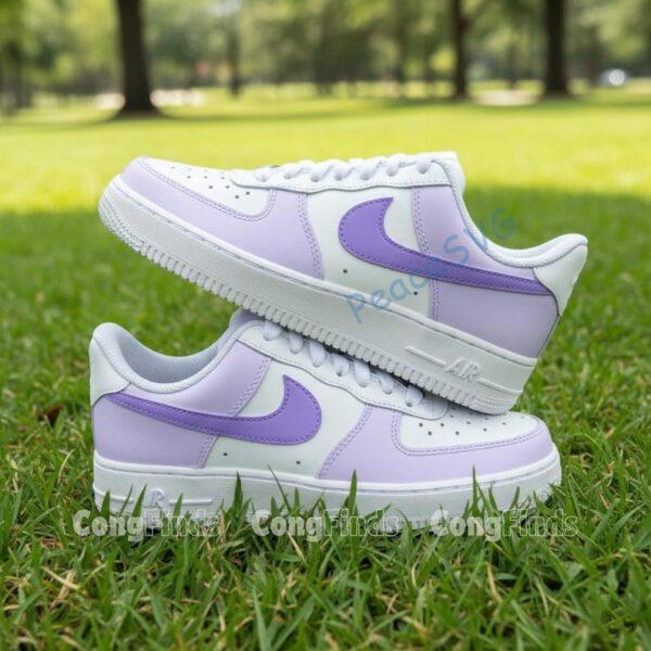 Hand Painted Lavender Air Force 1 Sneakers - Custom Two Tone AF1