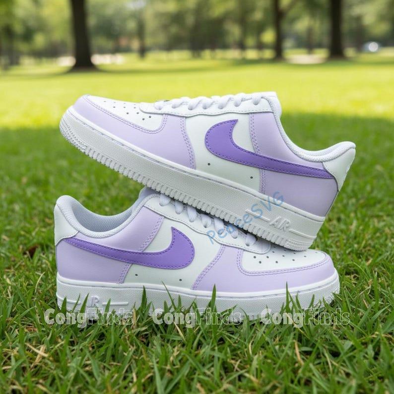 Hand Painted Lavender Air Force 1 Sneakers - Custom Two Tone AF1