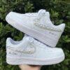 Personalized Wedding Air Force 1s: Hand-Embellished Pearl & Rhinestone Sneakers