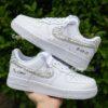Personalized Wedding Air Force 1s: Hand-Embellished Pearl & Rhinestone Sneakers - Image 3