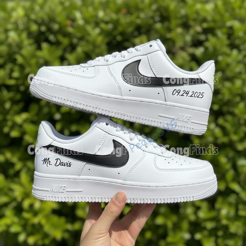 Hand-Painted Groom Air Force 1s: Custom Wedding Sneakers